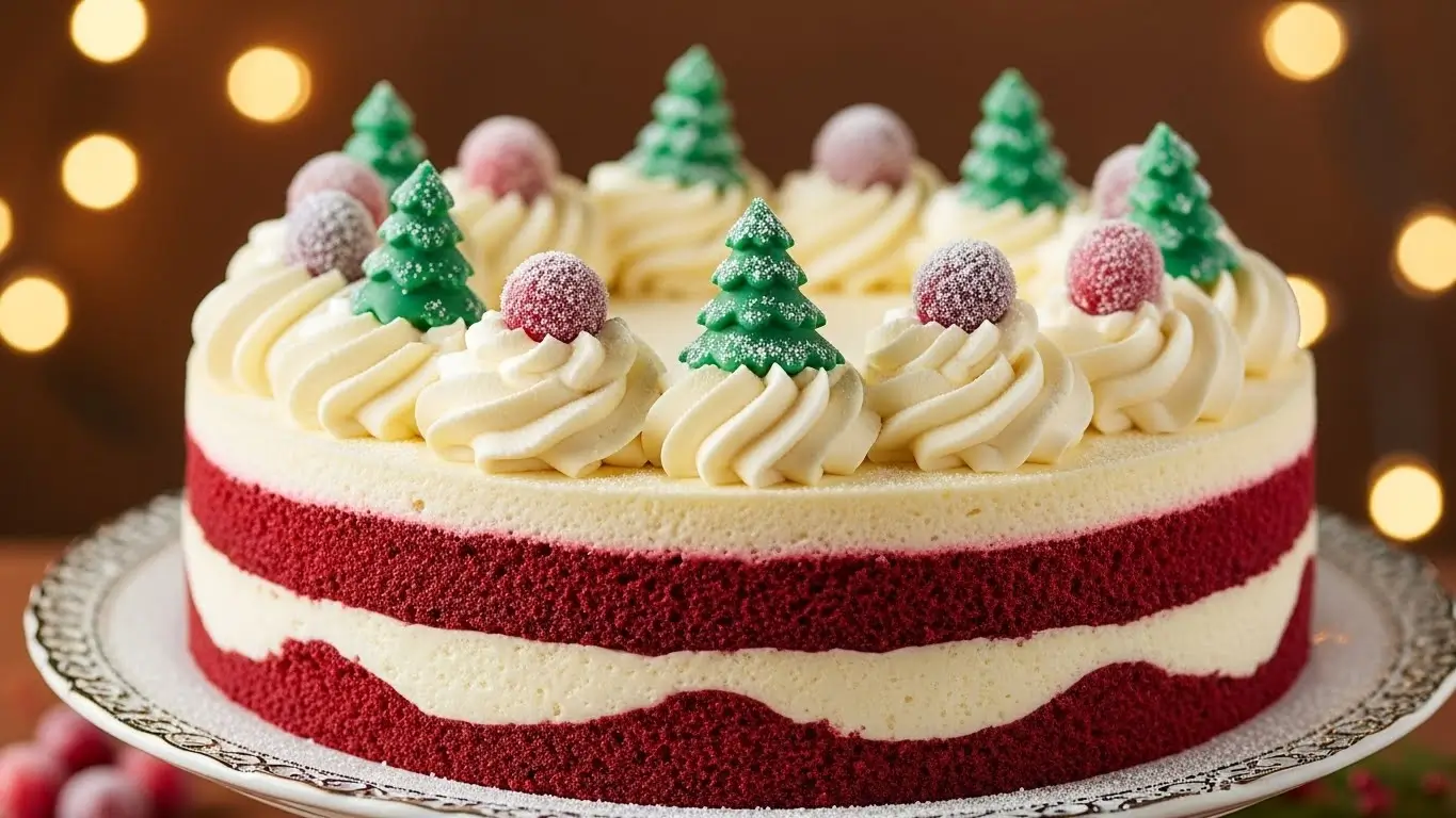 christmas red velvet cheesecake