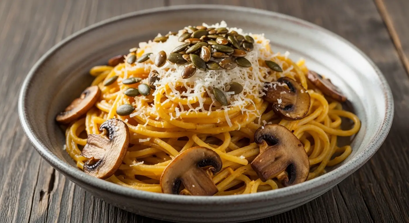 pumpkin and mushroom spaghetti