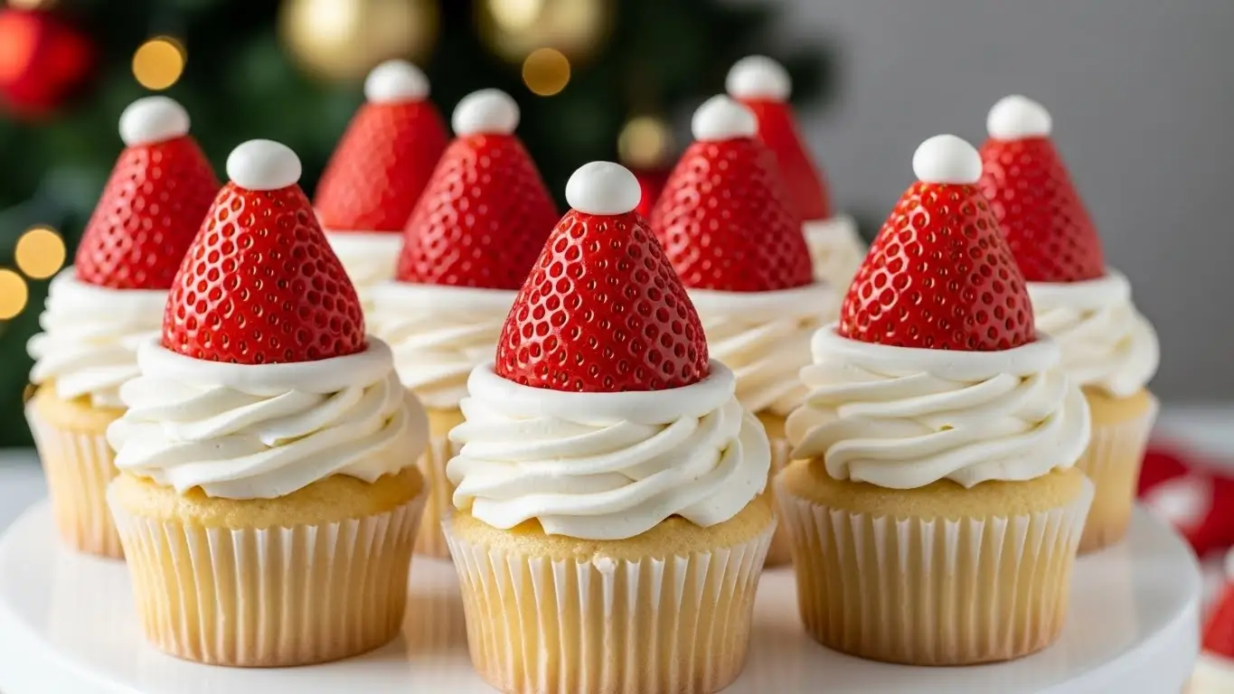 santa hat cupcakes