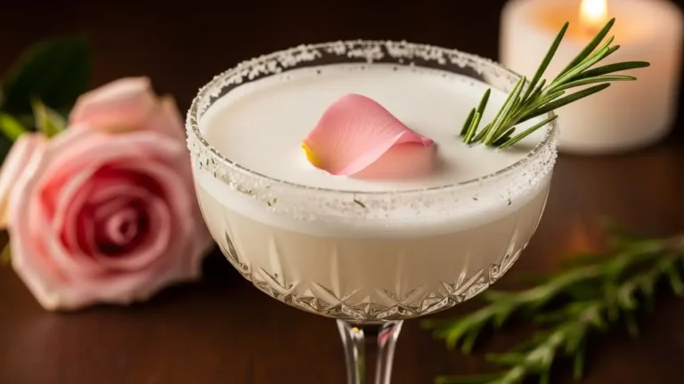 white rosemary rose coconut cocktail